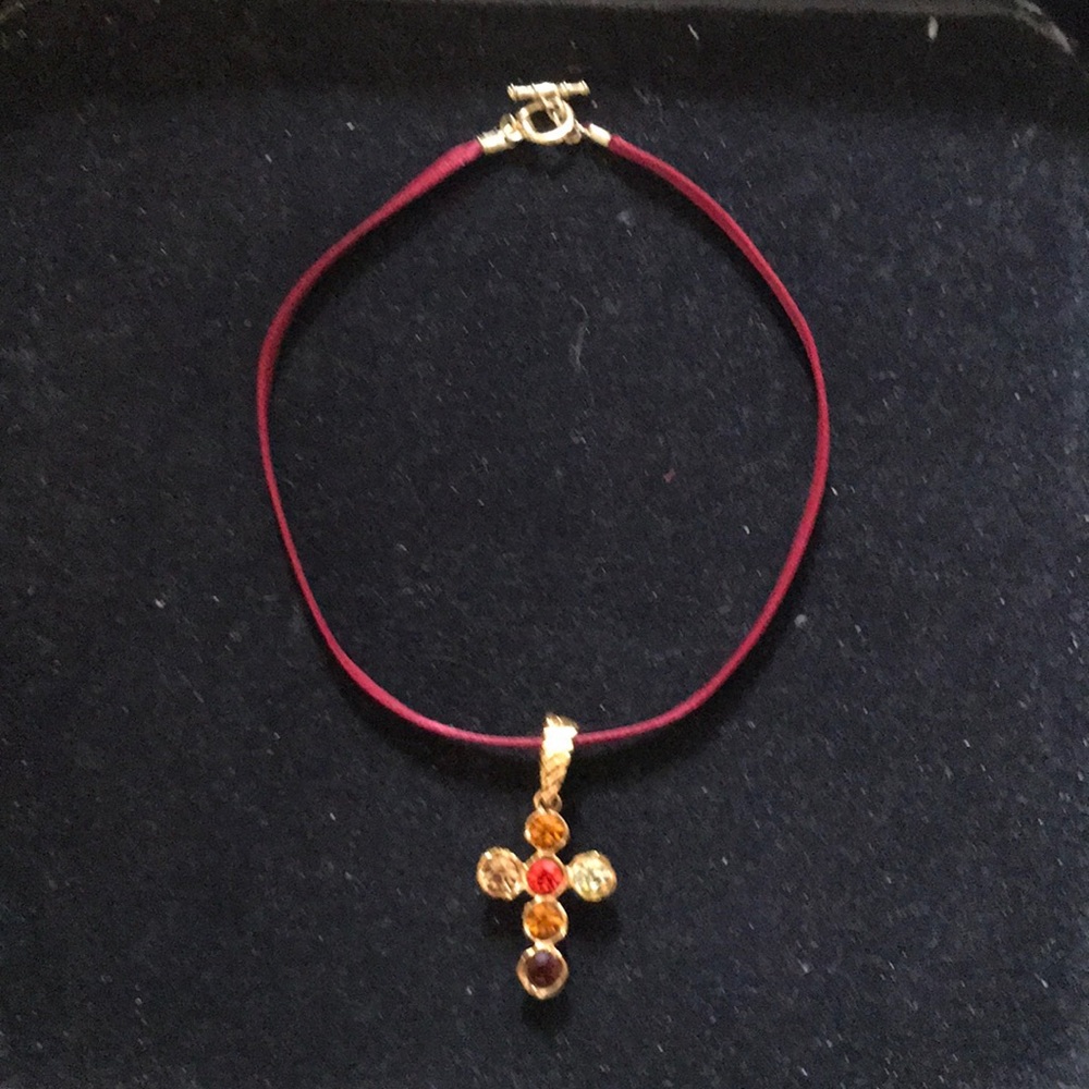 Vintage AGATHA Cross on Ribbon Necklace